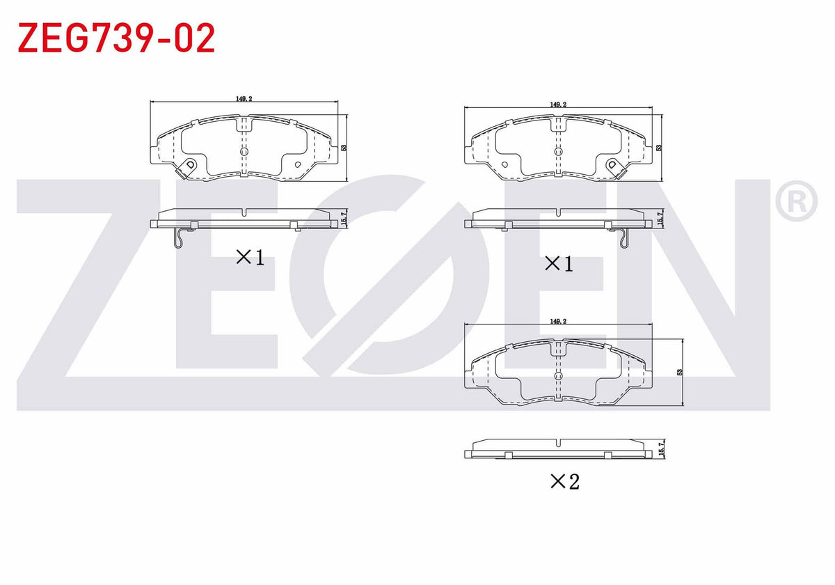 Zegen ZEG739-02 Brake Pad Front with Wear Indicator Kia Sportage (K00) 2.0i 1994-2004 — Brake Pads