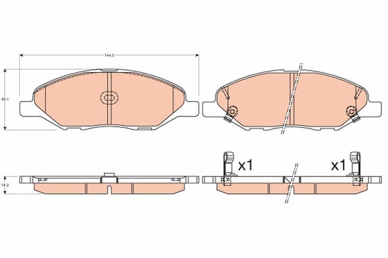 TRW GDB3577 Brake Pads - Front Set for 1993 Micra Note