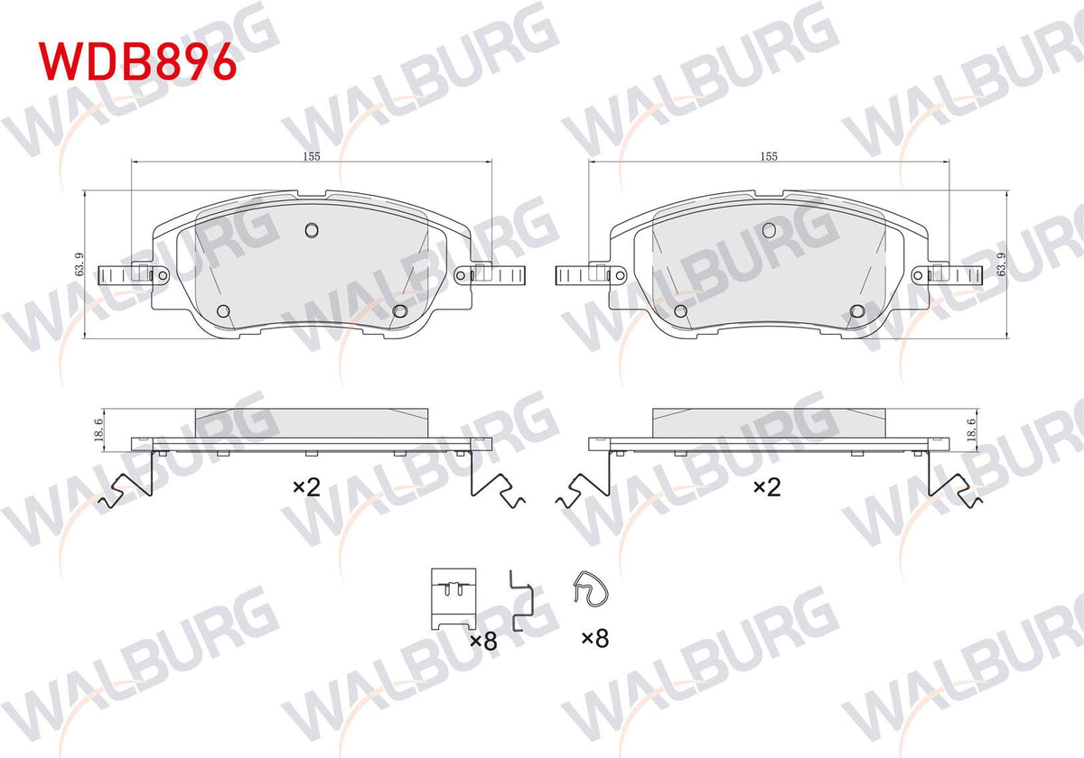 WALBURG WDB896 Brake Pad Front Peugeot 208 II 2019-/2008 II 2019-/Citroen C4 III 2020-/C4 X 2022 — Brake Pads