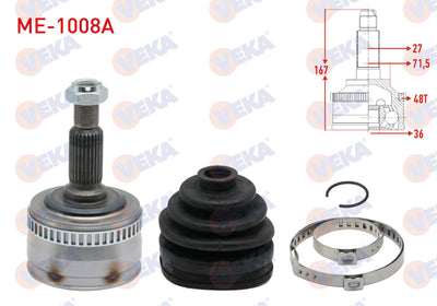 Veka ME-1008A CV Joint Left-Right Front Outer Mercedes Vito (638) 108 CDI with ABS 48 Outer 27X36x — Axles, CV Joints & Boots