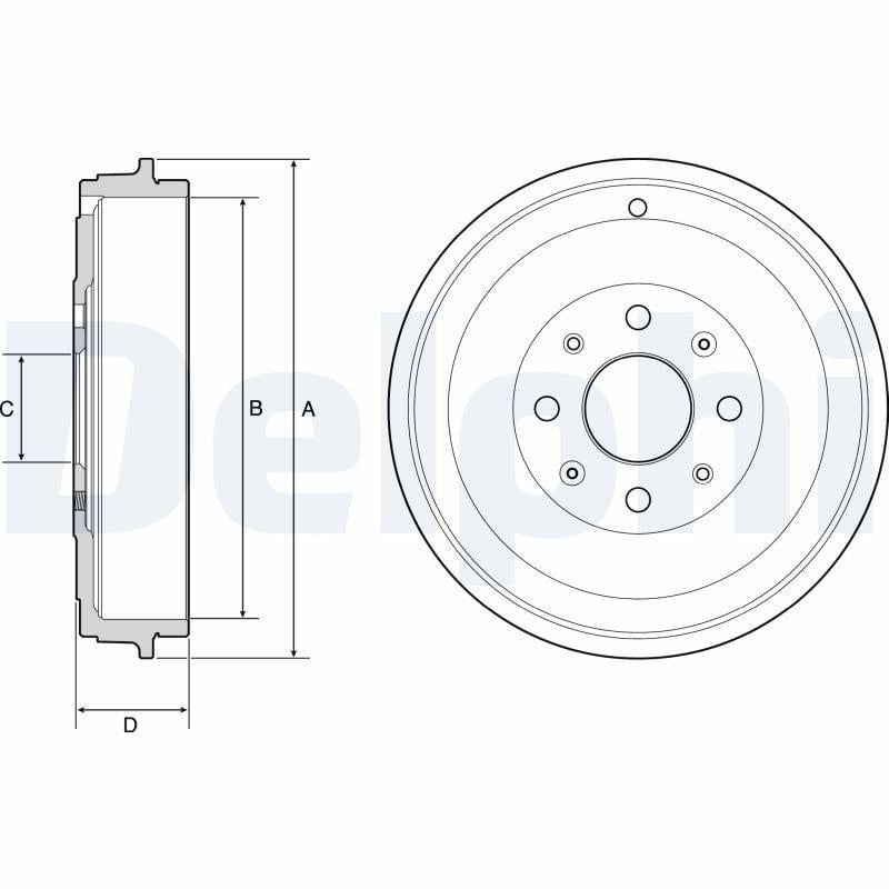 Delphi BF503 Brake Drum - Compatible with Punto Evo, Corsa D & Adam — Brake Rotors & Drums