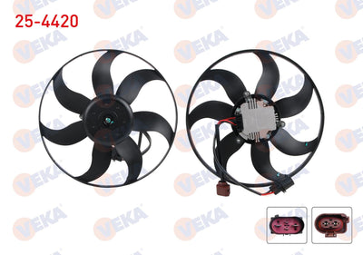 Veka 25-4420 Fan Motor Su Radiator Volkswagen Golf V (1K1) 1.4i 365mm Large 2003-2009