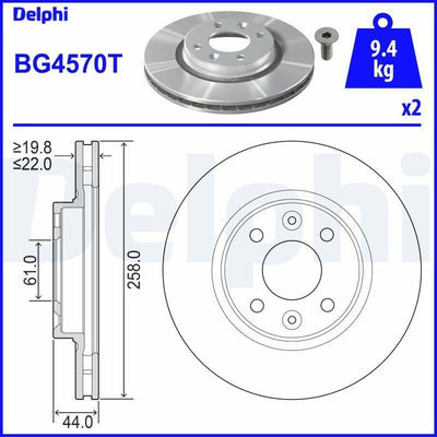 Delphi Disc Brake BG4570T - Ventilated Design for Renault Clio IV & Logan — Brake Rotors & Drums