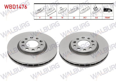 WALBURG WBD1476 Brake Disc Front Air 5 Bjn 281X26x70x39 — Brake Rotors & Drums