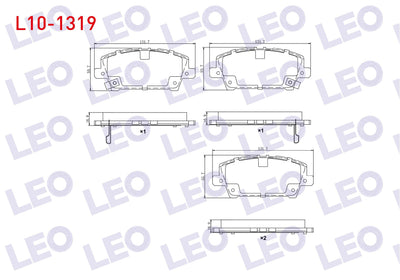 LEO L10-1319 Brake Pad Front with Wear Indicator Honda Civic VIII 1.4 2005-2012 / Civic VIII 1.8 2005-2012 / Civ — Brake Pads