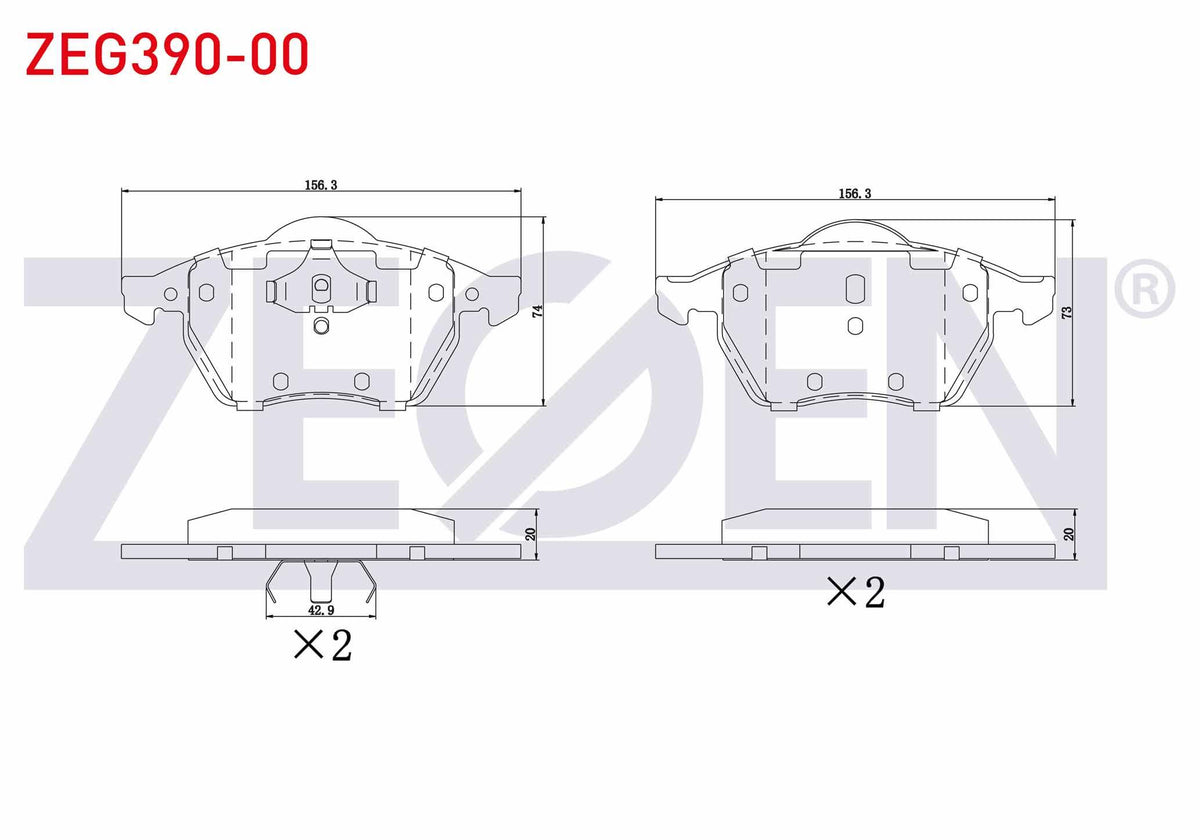 Zegen ZEG390-00 Brake Pad Front Volkswagen Sharan (7M8, 7M9 and 3 more models — Brake Pads