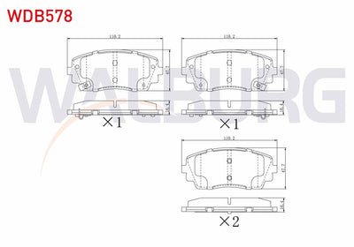 WALBURG WDB578 Brake Pad Front with Wear Indicator Kia Picanto (Ta) 1.1 2011-/Picanto (Ta) 1.25 2011 — Brake Pads