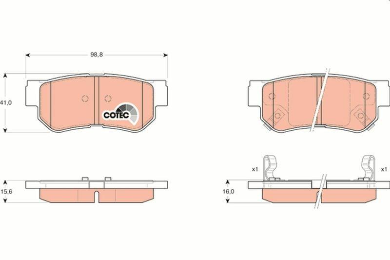 TRW GDB3284 Brake Pads - Rear Disc Brake Set for 2005 Tucson