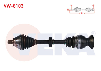 Veka VW-8103 Complete Axle Right Front Volkswagen Tiguan (5N_) 1.4 TSI 4Motion Length 598 mm 2007 — Axles, CV Joints & Boots
