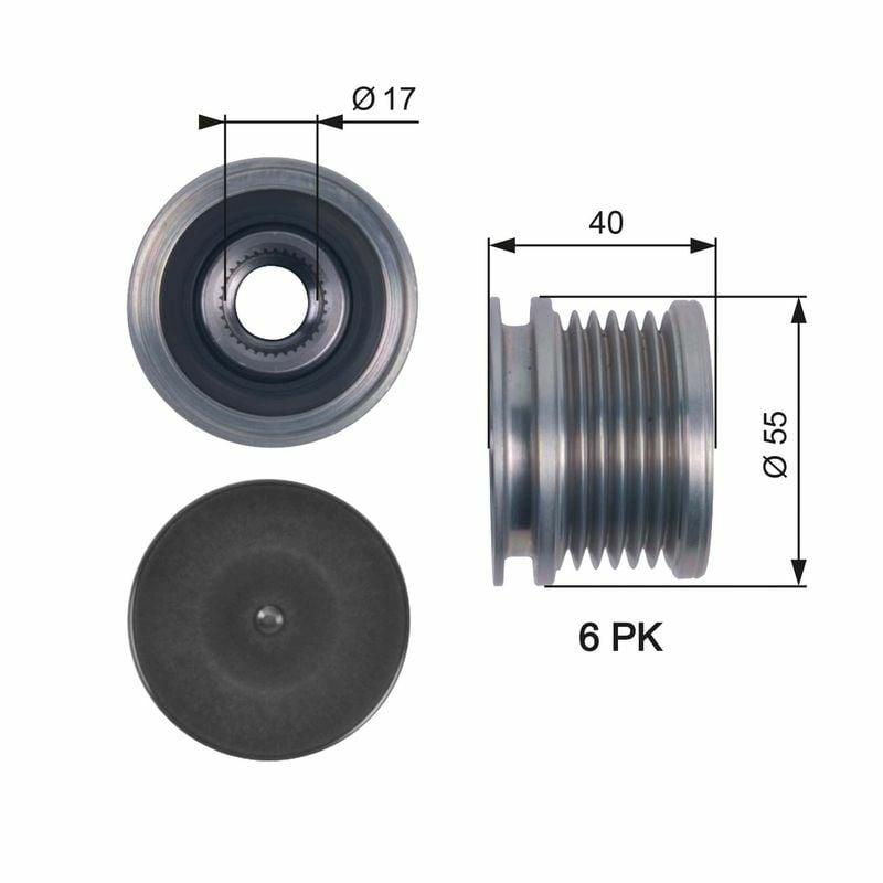 GATES OAP7114 Alternator Pulley - Compatible with 10-T. Porter T5 2.0 TDI — Starting & Charging