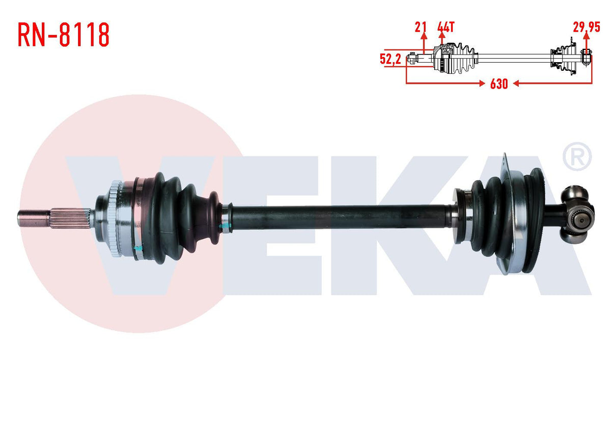 Veka RN-8118 Complete Axle Left Front Renault Clio II (Bb0 / 1 / 2 — Axles, CV Joints & Boots
