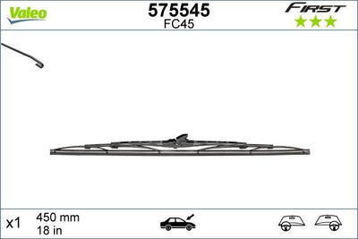 Valeo 575545 Wiper Blade Single 45Cm First VF45 (X1) — Wipers
