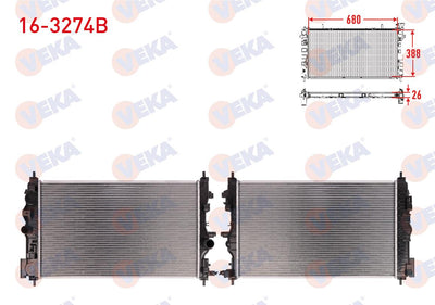 Veka 16-3274B Water Radiator Brazing Opel Astra J 1.6 CDTi M-T Ac + /-2009-2016 — Radiators & Fans