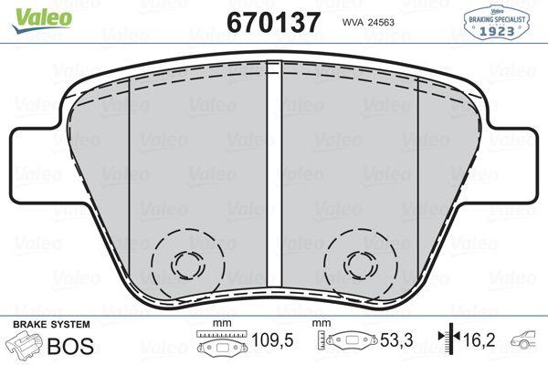 Valeo 670137 Rear Brake Pad VW Caddy/Golf/Jetta/Touran/Passat/Leon/Octavia/A1 09-15 — Brake Pads