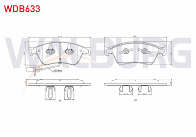 WALBURG WDB633 Brake Pad Front with Connector Audi A8 (4E_) 3.0 TFSI 2003-2010 / Audi A8 (4E_) 4.2 V8 TDI 2003-2 — Brake Pads