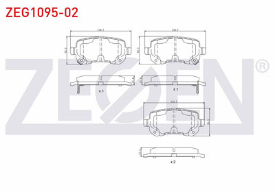 Zegen ZEG1095-02 Brake Pad Rear with Wear Indicator Fiat Freemont (Jf) 2.0 Mjt 170 Hp 2011-/ Chrysler G.Voyager — Brake Pads