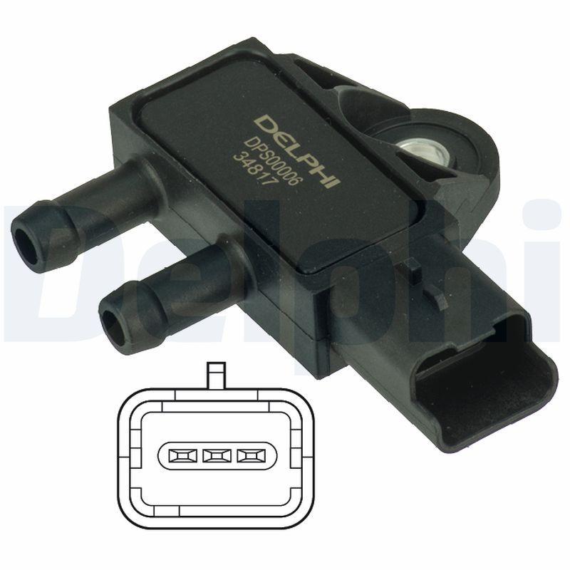 Delphi DPS00006 Pressure Sensor Exhaust 06-Pt.207-208-308-508-2008-3008-5008-Prt-Brl-Exp-Jmp 1.6 — Vehicle Sensors & Switches