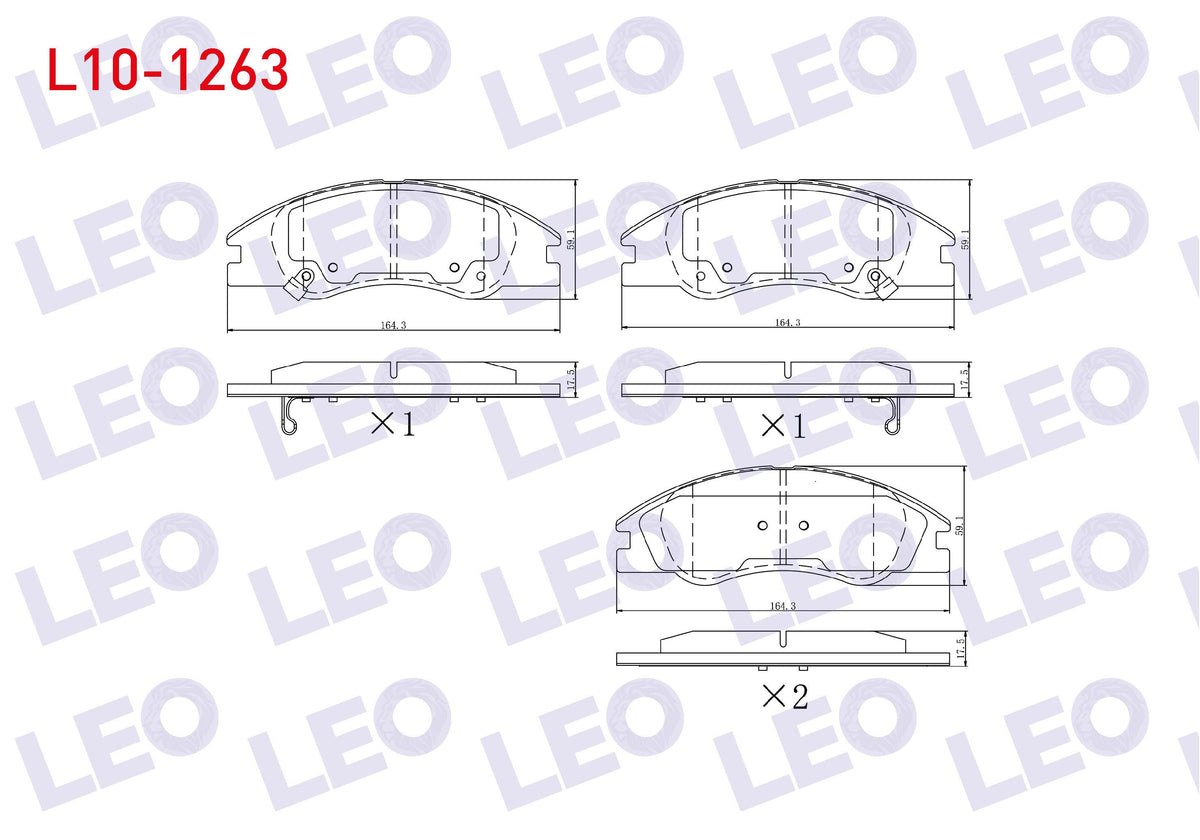 LEO L10-1263 Brake Pad Front with Wear Indicator Kia Cerato (Ld) 1.6i 2004-2012 / Kia Cerato (Ld) 1.5 CRDi 2004-2012