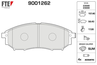 Fte 9001262 Front Brake Pad Nissan Qashqai 2007 2012 X Trail 2008 2011 Renault Kaleos 2.0 dCi — Brake Pads