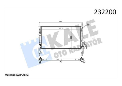 Kale 0222291AB Radiator 1 Row Alb (Ford Transit V347 2.2.4 06 -) without A/C — Radiators & Fans