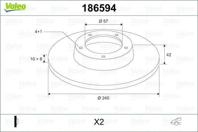 Valeo 186594 Brake Disc Rear Opel Astra G /H (4 Lug) — Brake Rotors & Drums