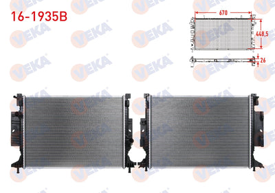 Veka 16-1935B Water Radiator Brazing Ford Focus III 1.5 Ecoboost A-T / M-T Ac + /-2011-2015 — Radiators & Fans