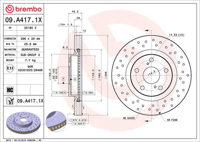 Brembo 09.A417.1X Brake Disc Front Xtra Toyota — Brake Rotors & Drums