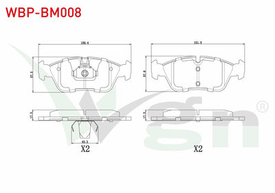 WGN WBP-BM008 Brake Pad Front BMW 3 Series (E36) 318 i 1990-1998 / (E36) 320 i 1990-1998 / 3 Series (E46) 316 i — Brake Pads