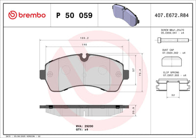 Brembo P50059 Brake Pad Front-Pair Wheel-(VW Crafter 06-16 Mercedes Sprinter 06-16 Sprinter 2017 W907) — Brake Pads