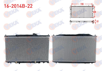 Veka 16-2014B-22 Water Radiator Brazing Thickness 22mm Honda Cr-V 2.4I A-T 2002 — Radiators & Fans