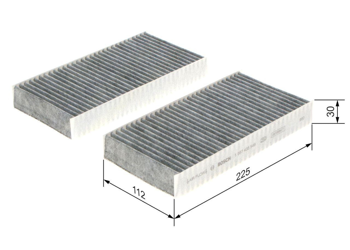 Bosch 1987435549 Cabin Air Filter (Dual) Honda Civic VII 2001 > 2006 / Hr-V 1999 > 2006 / Cr-V 2002 > 2 — Air & Cabin Filters