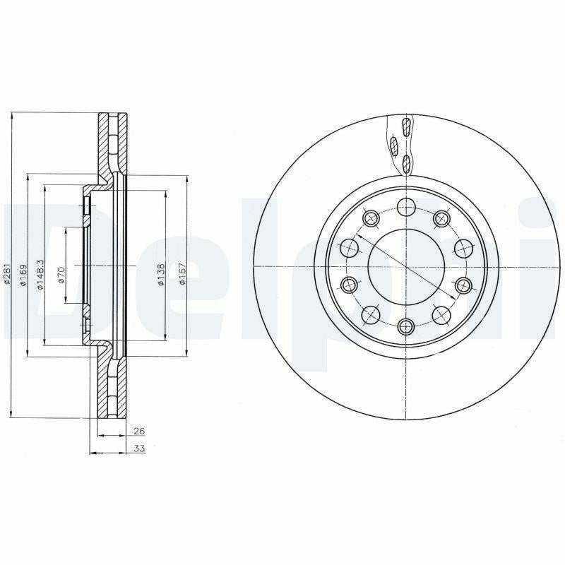 Delphi Brake Disc - BG4314 for 2010 Giulietta & 2015 500X — Brake Rotors & Drums