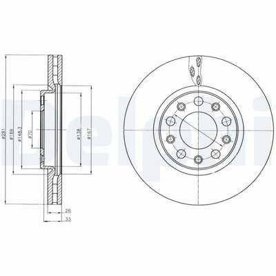 Delphi Brake Disc - BG4314 for 2010 Giulietta & 2015 500X — Brake Rotors & Drums