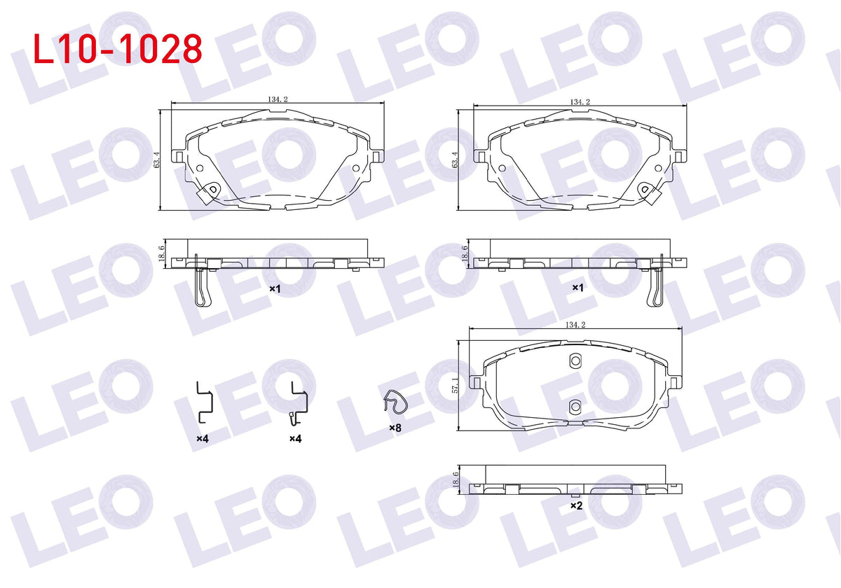 LEO L10-1028 Brake Pad with Wear Indicator Front Toyota Corolla 1.6 2012-/ Corolla 1.33 2012-/ Corolla 1.4 D-4D — Brake Pads