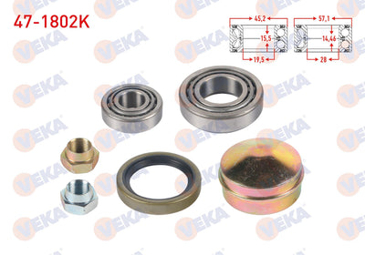 Veka 47-1802K Front Left-Right Wheel Bearing Kit Fiat 131 1.3 1979-1993 — Wheel Bearings