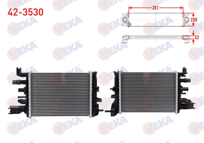 Veka 42-3530 Turbo Radiator (Intercooler) Euro 6 Dacia Duster 1.5 dCi — Radiators & Fans