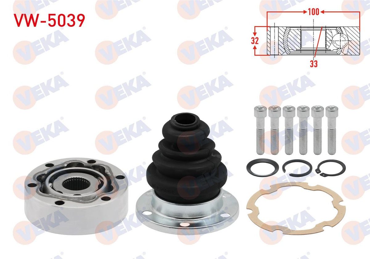 Veka VW-5039 CV Joint Left-Right Front Inner 33X32x100 Volkswagen Passat (3B2) 1.6 1996-2000 — Axles, CV Joints & Boots