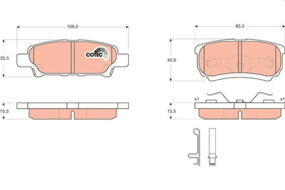 TRW Brake Pads - Rear for Lancer VII & VIII Models