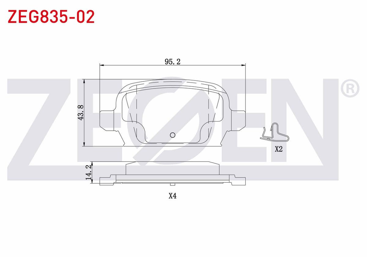 Zegen ZEG835-02 Brake Pad Rear Opel Combo C 1.3 CDTi 2001-2006 / Combo C 1.7 CDTi 2001-2006 / Combo C 1.7 CDTi 2 — Brake Pads