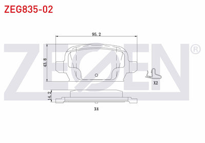 Zegen ZEG835-02 Brake Pad Rear Opel Combo C 1.3 CDTi 2001-2006 / Combo C 1.7 CDTi 2001-2006 / Combo C 1.7 CDTi 2 — Brake Pads