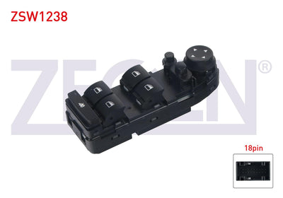Zegen ZSW1238 Glass Release Switch Group Mirror Adjustable 18 Pin BMW 3 Series (E90)-X1 (E84)-X5 (E70)-X6 (E71,E72) 2005