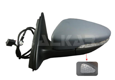 Alkar 6149181 Outer Rear View Mirror Left Electric Aspheric Heated Primed Automatic Folding with — Tail, Signal & Reflectors