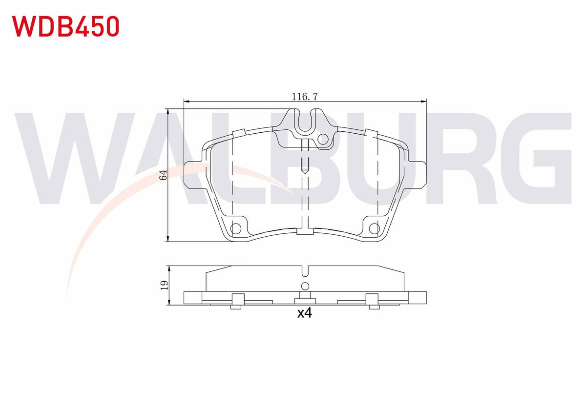 WALBURG WDB450 Brake Pad Front Mercedes A Series A 200 2004-2012 / A 150 2004-2012 / A 160 CDI 2004-2012 / A 170 — Brake Pads