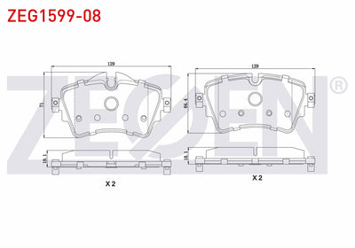 Zegen ZEG1599-08 Brake Pad Front BMW 2 Series (F45) 218 i 2014-/ Mini Cooper S (F56) 2.0 2013-/ Mini Countryman — Brake Pads