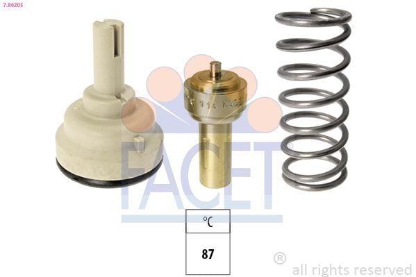 facel thermostat 85 degree view, thermostat compatibility chart FACET 7.8620S Thermostat 85° - For Golf V, Jetta III, Passat, A3, Octavia, Touran | High-Performance Engine Cooling FACET Thermostat 85° for Golf V, Jetta III, A3 & More thermostat, car-parts, engine-cooling, facel, automotive, car-maintenance, mechanics, vehicle-upgrades, ai-generated, 85-degree