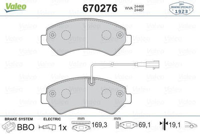 Valeo 670276 Brake Pad Front Ducato III Boxer III Jumper III 2.2HDi 3.0HDI 06- Karsan Jest 14- — Brake Pads