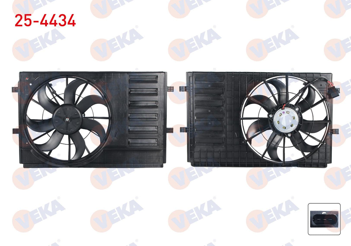 Veka 25-4434 Fan Motor (Water + A/C) with Shroud Single Volkswagen Polo (6R,6C) 1.4 2009 — Motors, Pumps & Antennas