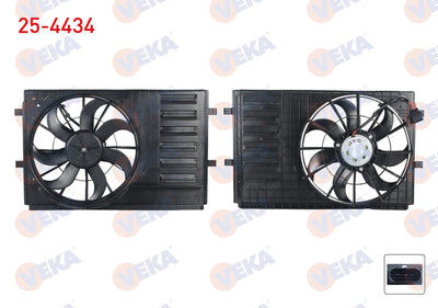 Veka 25-4434 Fan Motor (Water + A/C) with Shroud Single Volkswagen Polo (6R,6C) 1.4 2009 — Motors, Pumps & Antennas