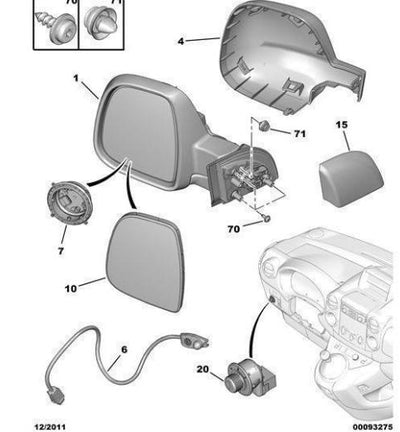 PSA 1679996180 Citroen Berlingo 2009-2018 Right Outer Rear View Mirror Genuine — Mirrors