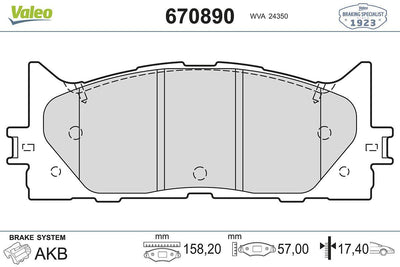 Valeo 670890 Front Brake Pad Toyota Camry 06-11 Lexus 12-> — Brake Pads